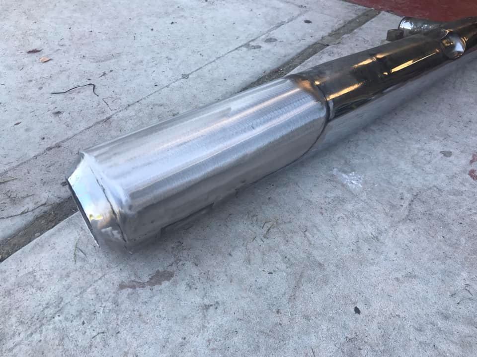 Motorcycle exhaust after repair