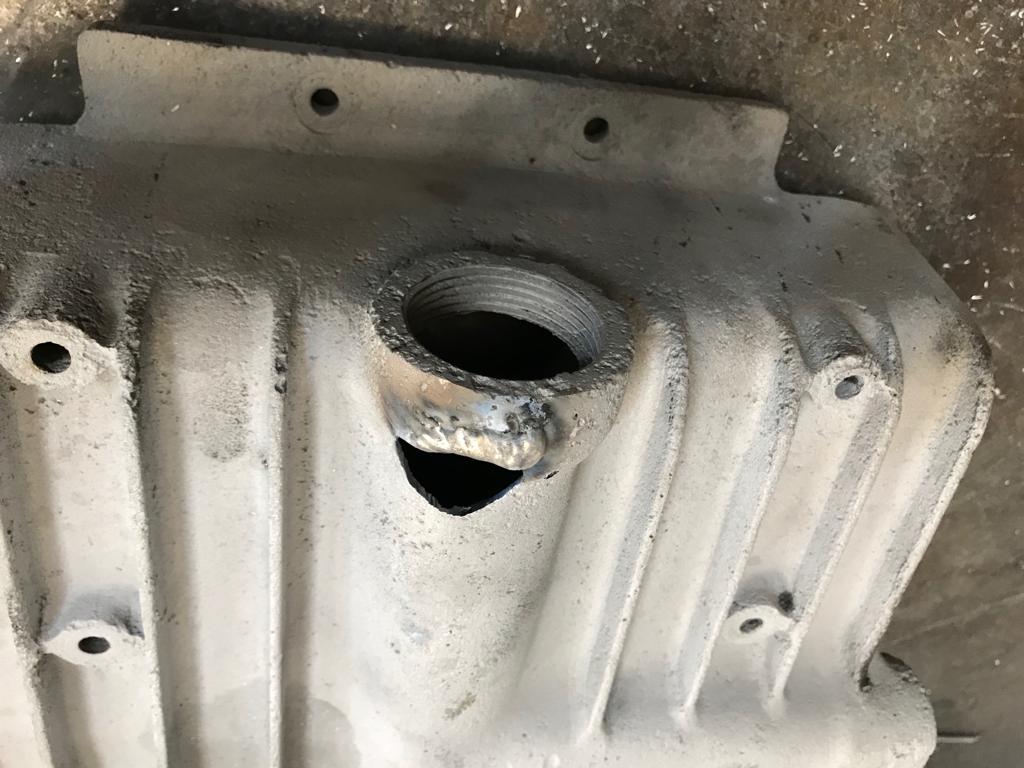 Porsche 356 crankcase before repair